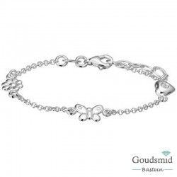 Zilveren kinderarmbandje bloem/vlinder/hartje