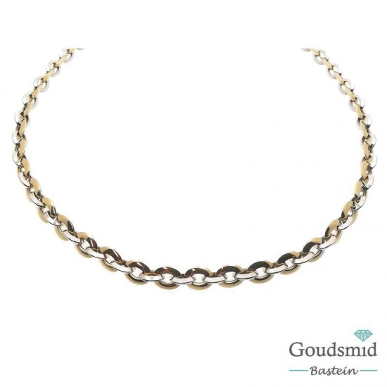 Bernstein gouden collier bicolor 14karaat fantasie 46cm