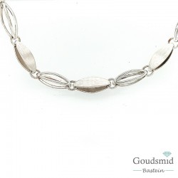 Boltjes collier 45cm zilver mat/poly gerhodineerd