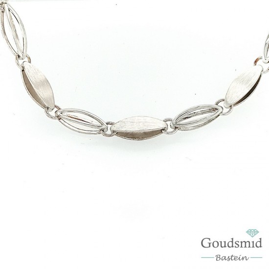 Boltjes collier 45cm zilver mat/poly gerhodineerd