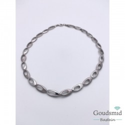 Boltjes collier zilver mat/poli gerhodineerd