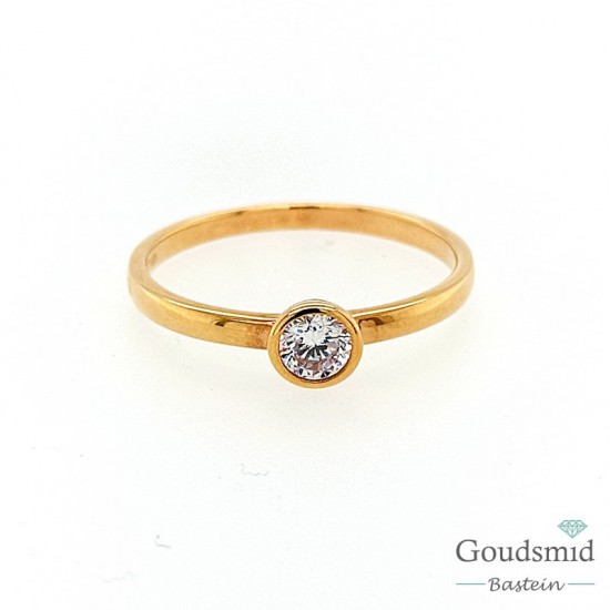 Joy & Julia 14 karaat rosegouden ring zirkonia rond 299.300.06