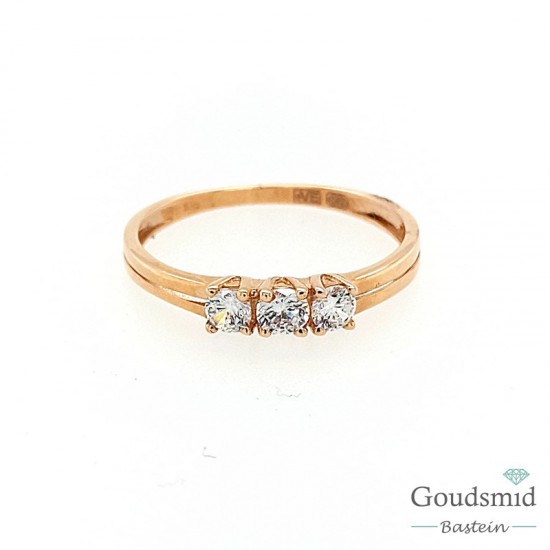 Joy & Julia 14 karaat rosegouden ring zirkonia rond 299.304.05