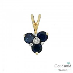 Gouden hanger 14 karaat 0.005kt briljant/ 0.50kt saffier