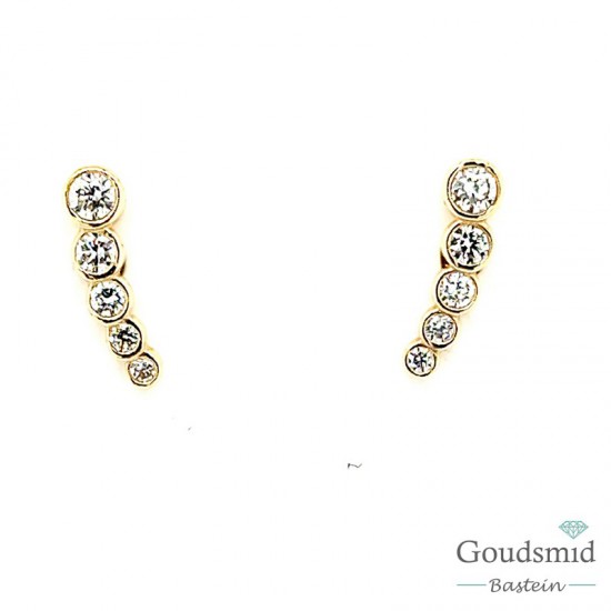 Gouden oorknoppen zirkonia fantasie