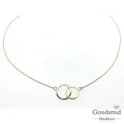 Gouden collier 14karaat bicolor rondjes