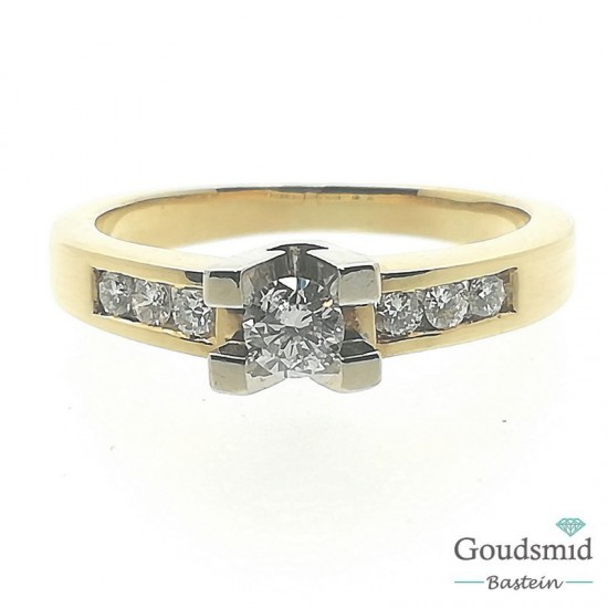 Gouden ring 14karaat bicolor briljant